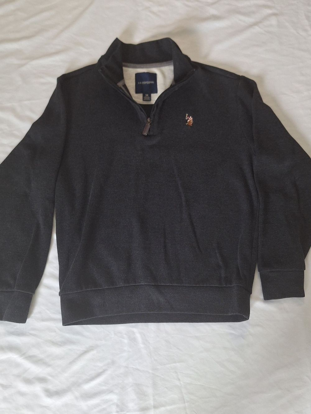 U.S. POLO ASSN. Men's Sweatshirt Dark Gray 1/4 Zip Size M